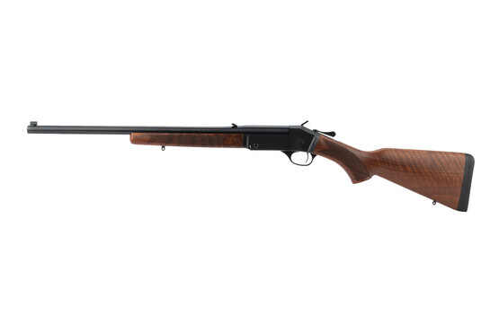 Henry 450 single shot rifle features a wood stock